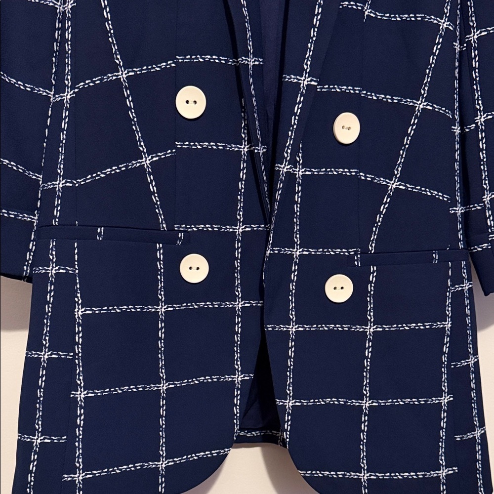 Express Navy and White Checkered Blazer - Picture 7 of 10